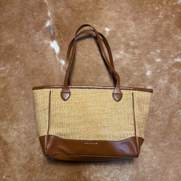 Ralph Lauren RLL Straw and Leather Tote Bag - Classic Tan with Buckle Detail - Picture 2 of 13